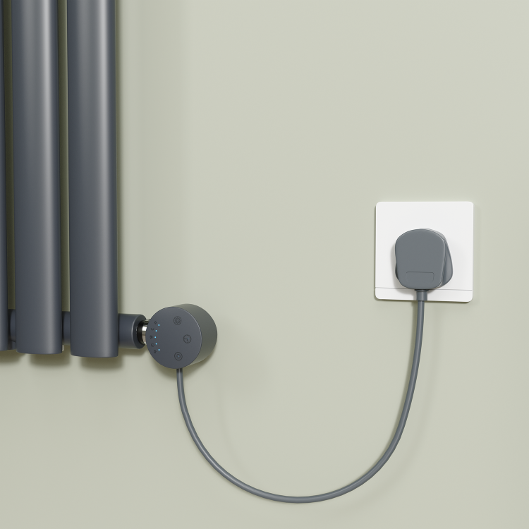 Anthracite electriQ 1000W Smart Wi-Fi Thermostatic Heating Element for Electric & Dual-Fuel Radiators and Towel Rails – Plug-In or Hardwired