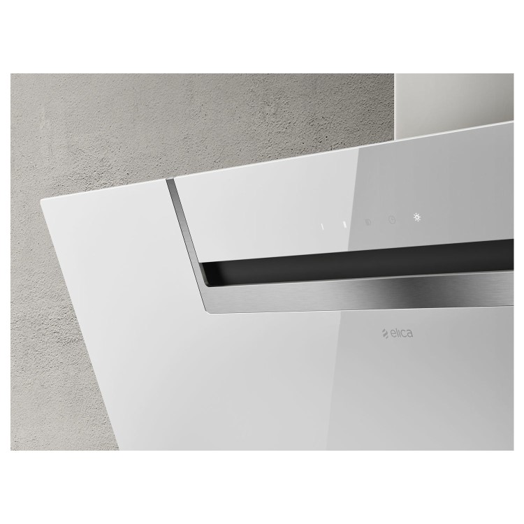 Elica Sheen 90cm Angled Cooker Hood - White Glass