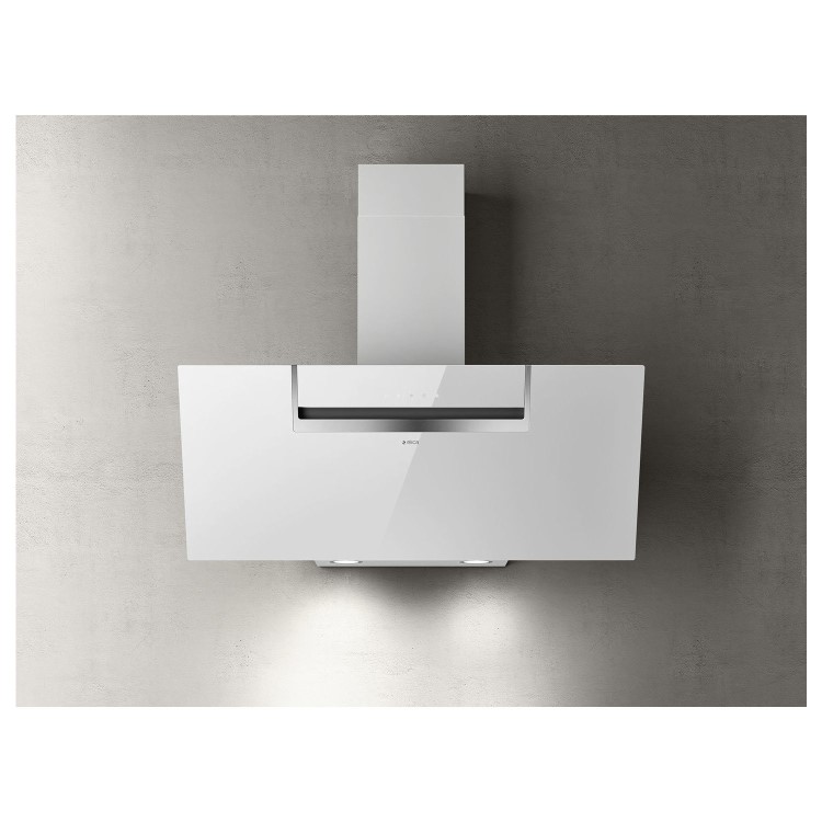 Elica Sheen 90cm Angled Cooker Hood - White Glass