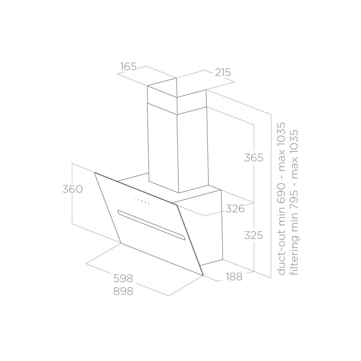 Elica Shy 60cm Angled Cooker Hood White Glass SHYWH60 Appliances Direct