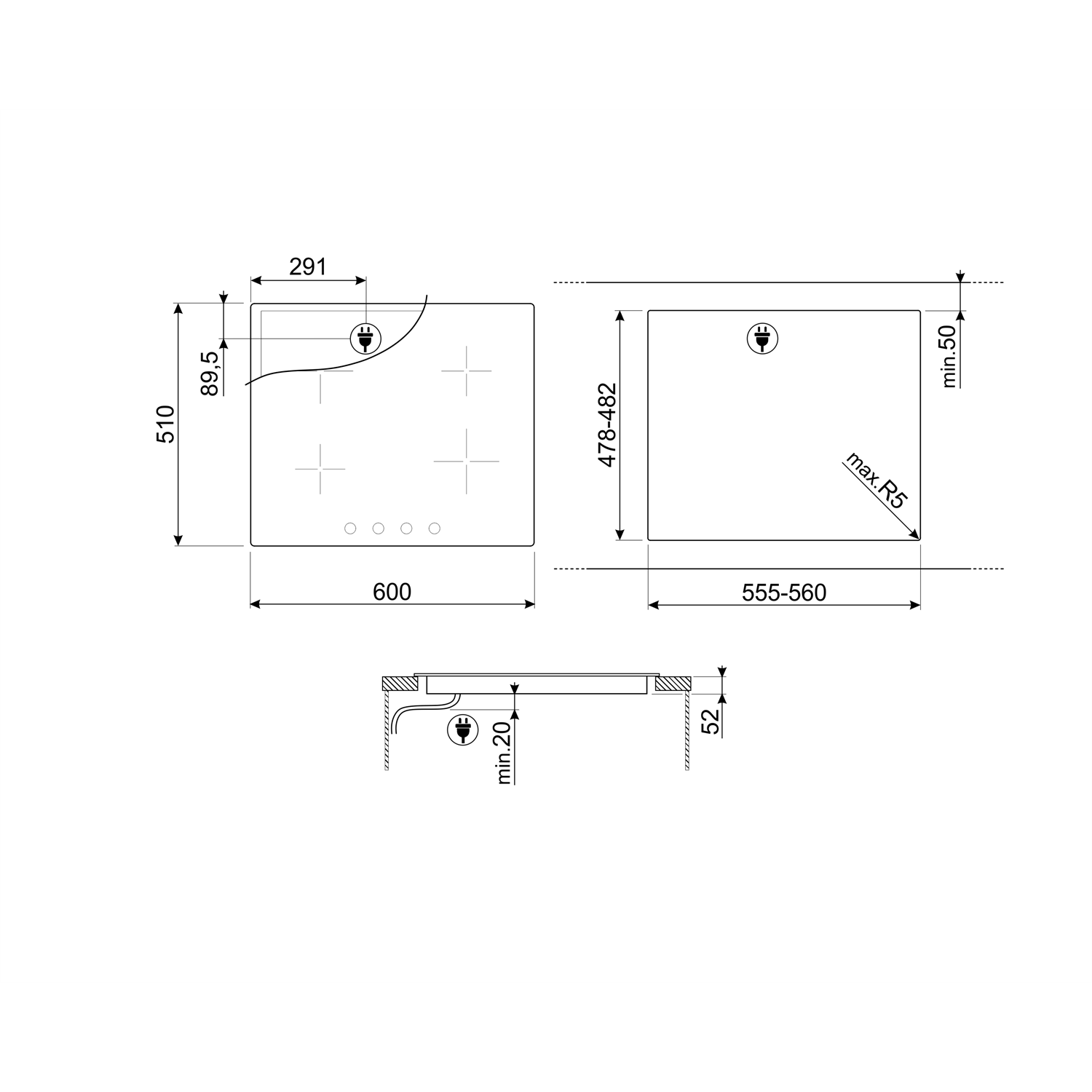 Smeg SI364BM 60cm 4 Zone Induction Hob - Black Smeg SI364BM 60cm 4 Zone Induction Hob - Black