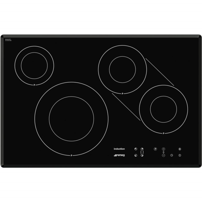 Refurbished Smeg SI3842B Touch Control Angled Edge Four Zone 77cm Induction Hob