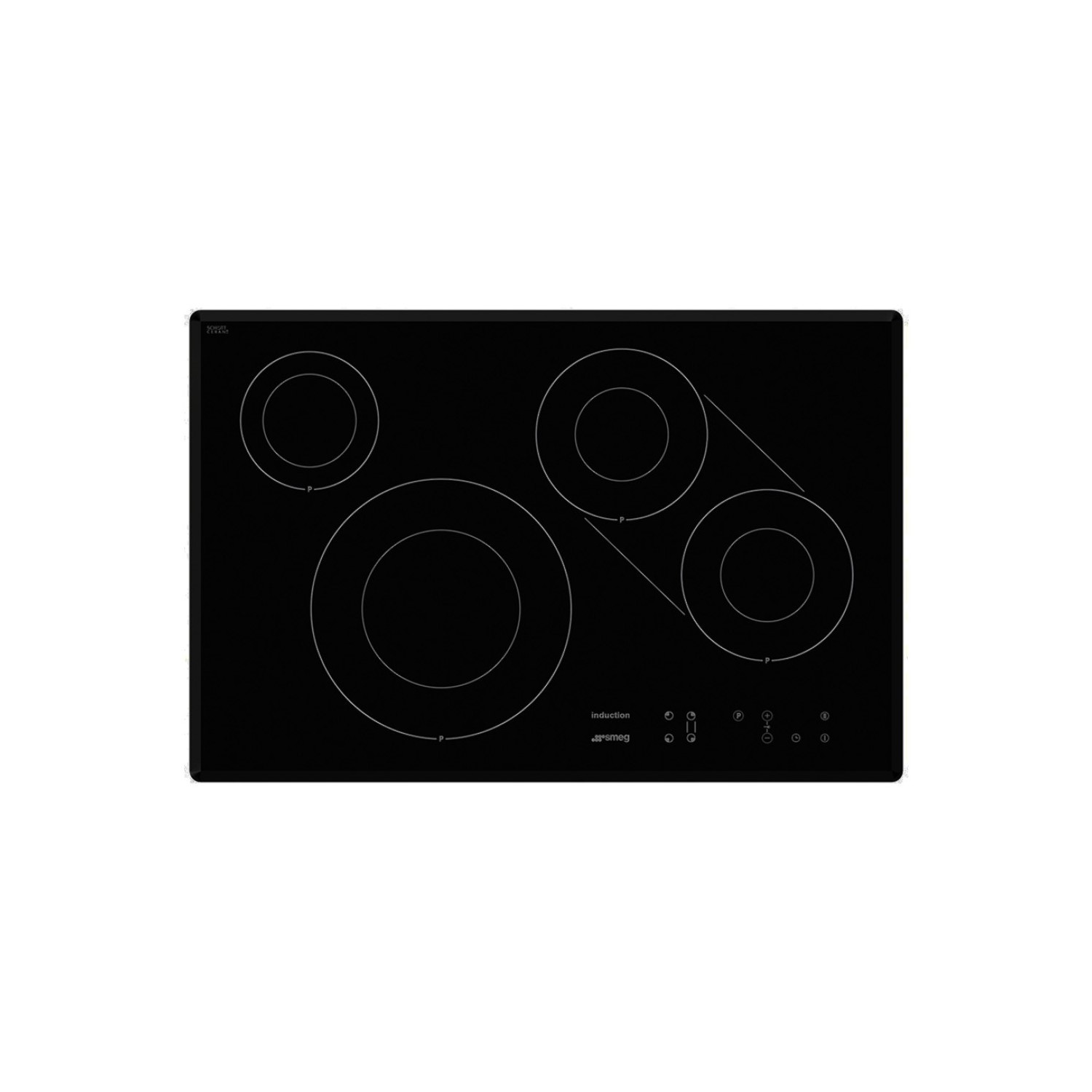 Refurbished Smeg SI3842B 77cm 4 Zone Induction Hob with Bevelled Edge