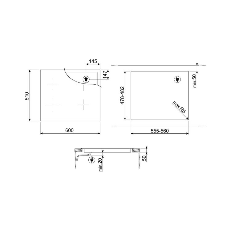 Smeg 60cm Induction Hob - Black