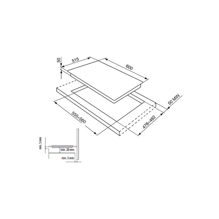 GRADE A1 - Smeg SI5641B Cucina 60cm Straight Edge Glass Induction Hob With Touch Controls