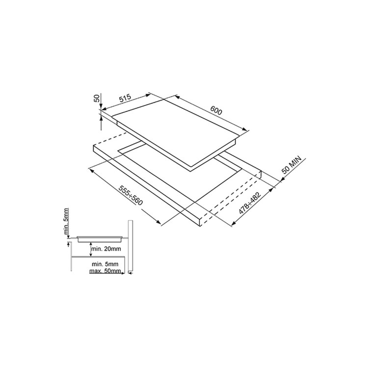 Smeg SI5643B 60cm 4 Zone Angled Edge Glass Induction Hob With Touch Controls