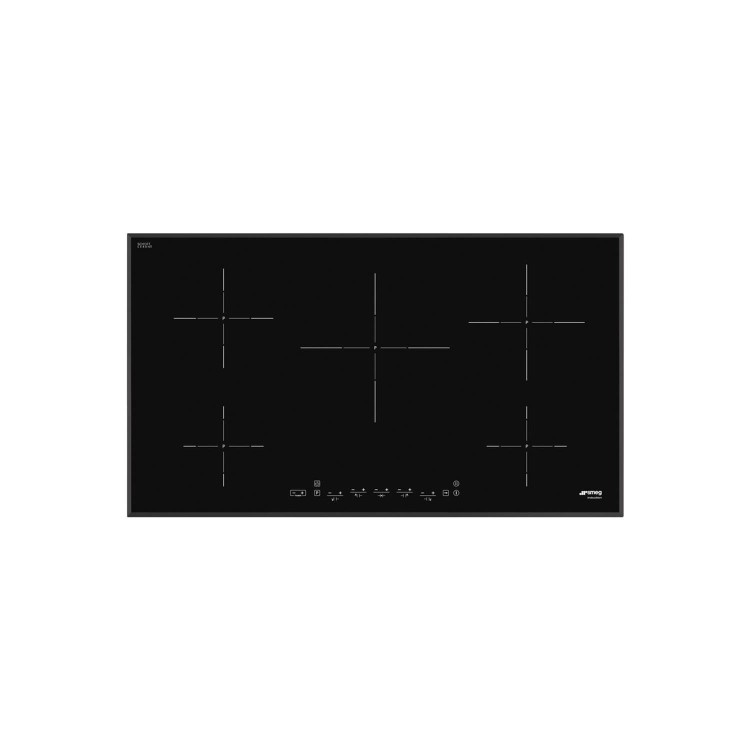 GRADE A1 - Smeg SI5952B 90cm 5 Zone Angled Edge Glass Induction Hob with Touch Controls