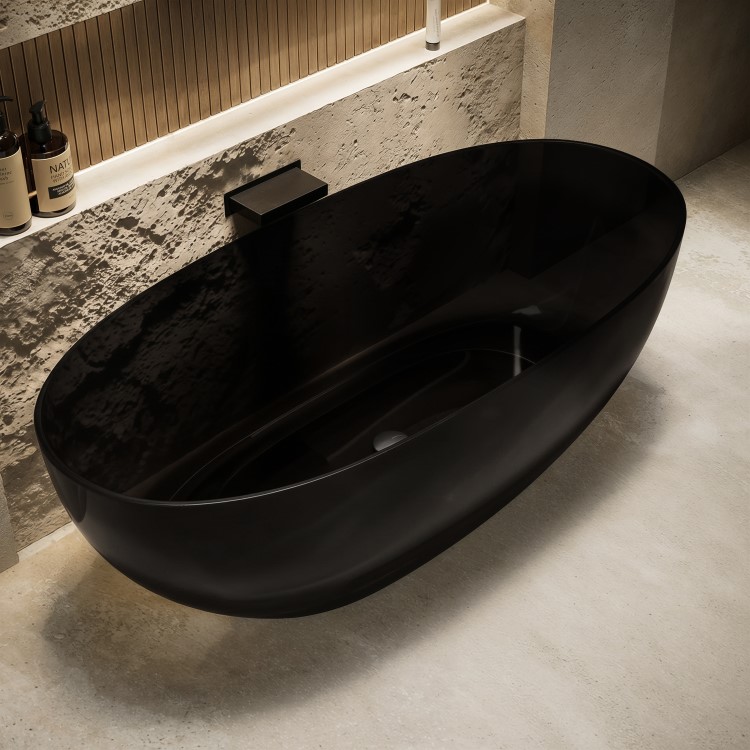 Black Freestanding Double Ended Transparent  Bath 1700 x 750mm - Siena