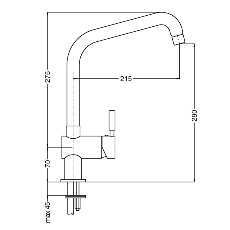 Smeg Brushed Steel Single Lever Mixer Kitchen Tap - Siena