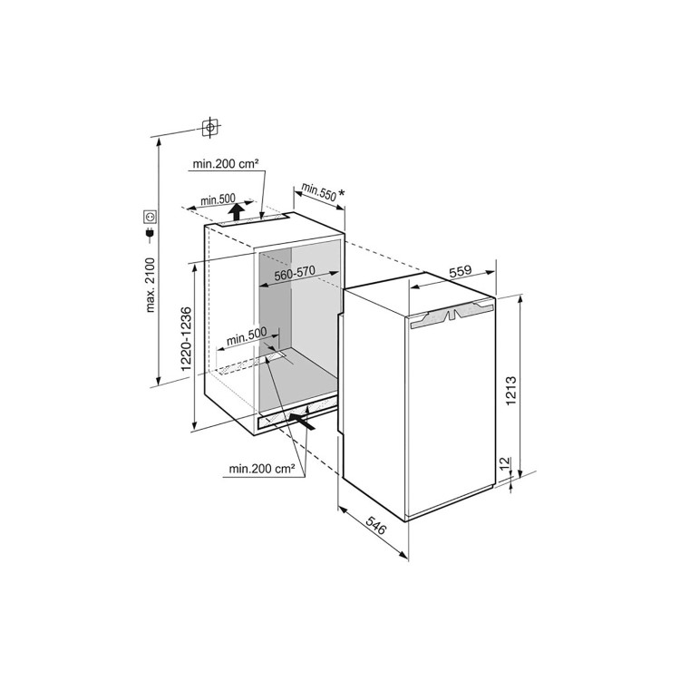Liebherr 129 Litre In-column Integrated Freezer