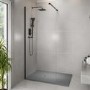 1200x800mm Rectangular Shower Tray with Grate - Grey Stone Resin Slate Effect - Sileti