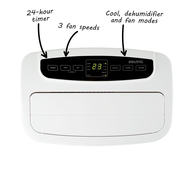 GRADE A2 - electriQ 12000 BTU Quiet Portable Air Conditioner - for rooms up to 30sqm