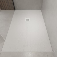 1700x800mm Rectangular White Slate-Effect Shower Tray 27mm - Stone Resin - Sileti
