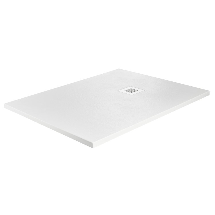 1200x800mm Rectangular White Slate-Effect Shower Tray 27mm - Stone Resin - Sileti