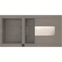 Reginox SIREX475-TT 1.5 Bowl Right Hand Drainer Keratek Composite Sink Titanium