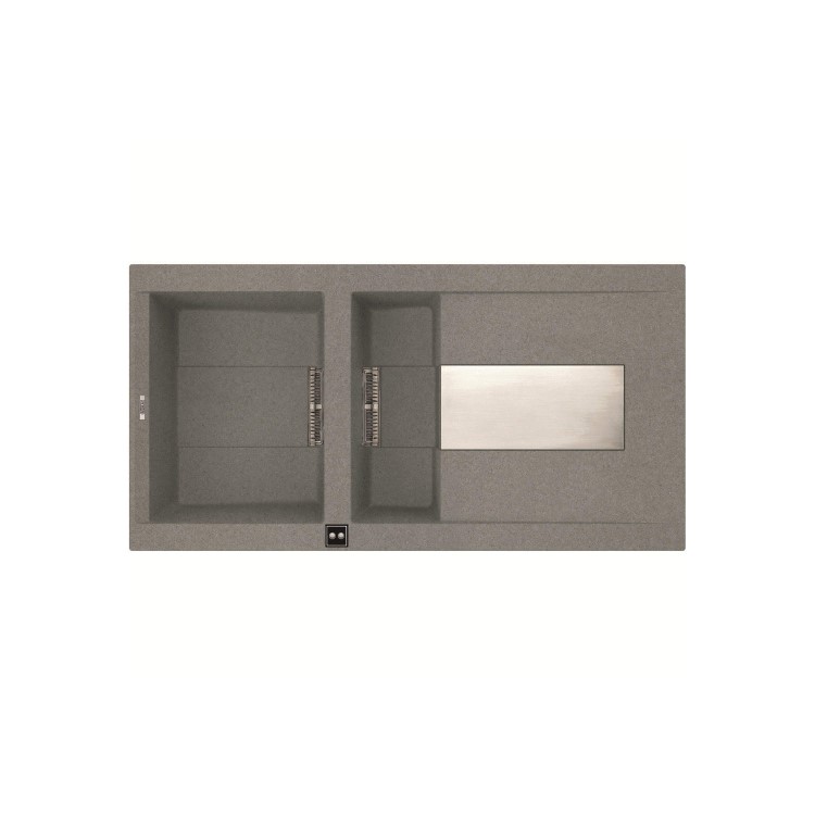 Reginox SIREX475-TT 1.5 Bowl Right Hand Drainer Keratek Composite Sink Titanium