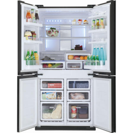 Sharp SJFS810VBK 600L Four Door Frost Free Freestanding Fridge Freezer Black