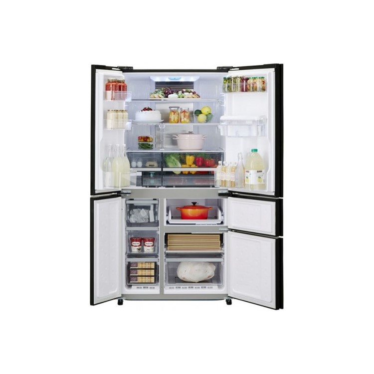 Sharp SJWX830FBK 652 Litre American Style Fridge Freezer Water Dispenser A++ Energy Rating 5 Door 91cm Wide - Black