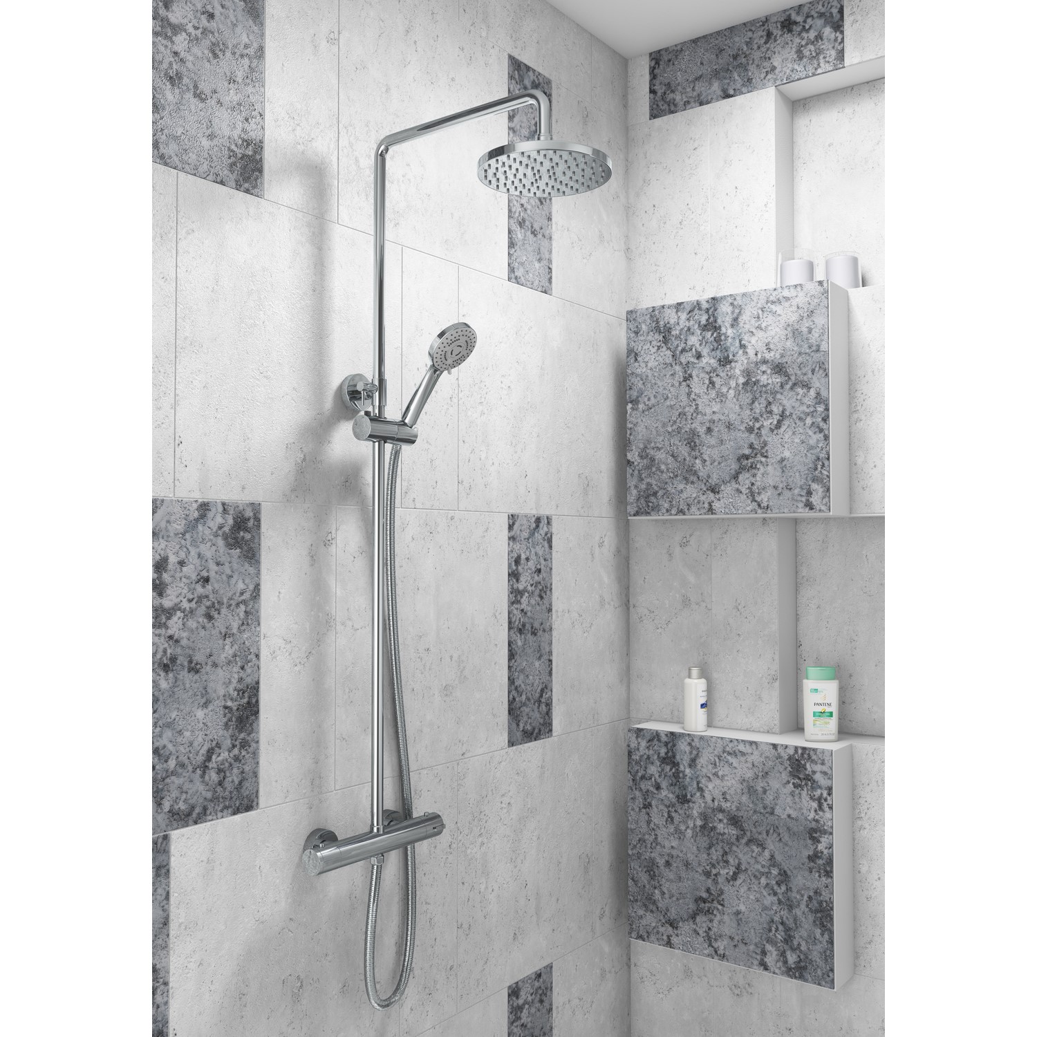 Dio Round Shower with Thermostatic Valve & Slide Rail Kit SK006