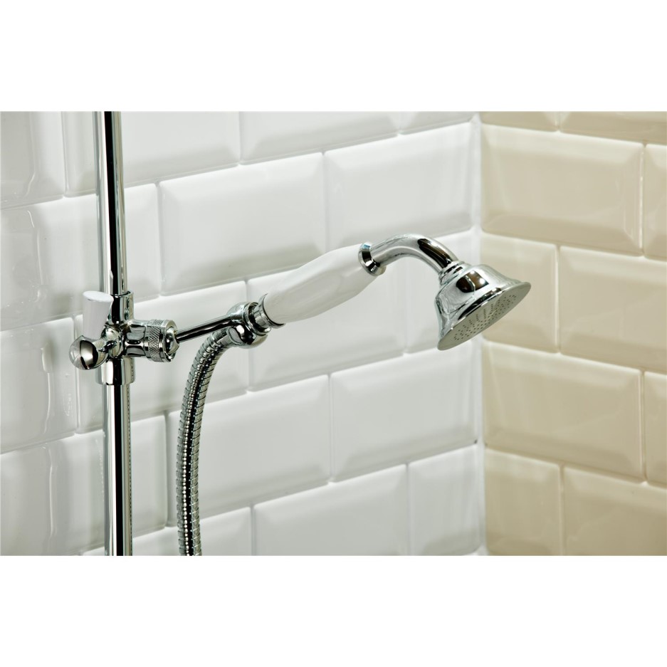 Traditional Round Riser Rail Shower with Diverter & Slide Rail Kit ...