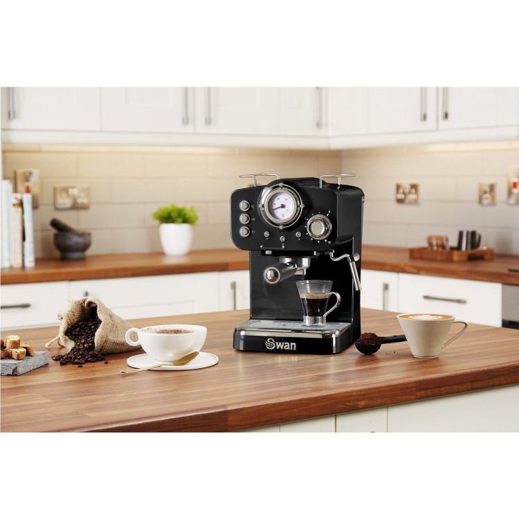 GRADE A1 - Swan SK22110BN Retro Espresso Coffee Machine - Black
