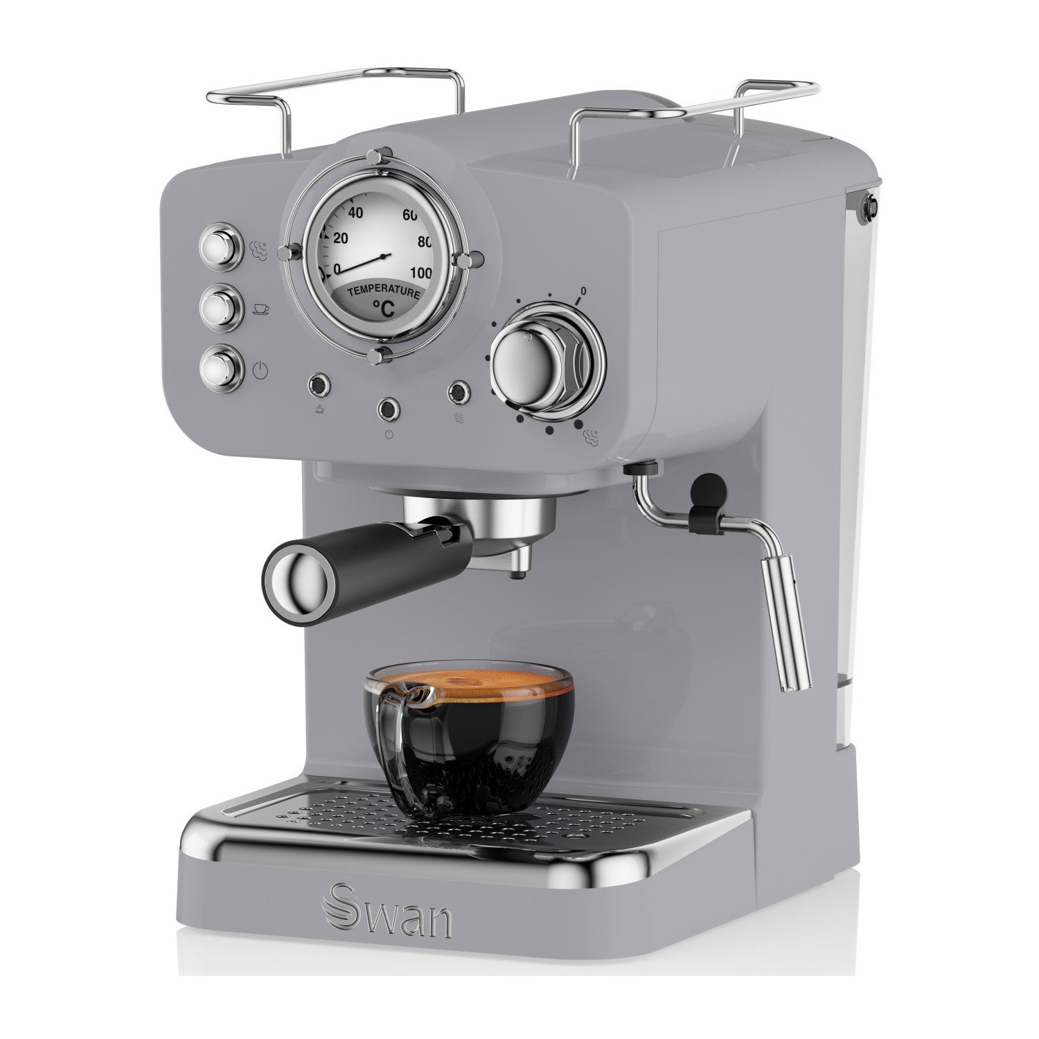 Swan SK22110GRYN Retro Espresso Coffee Machine Grey Appliances Direct