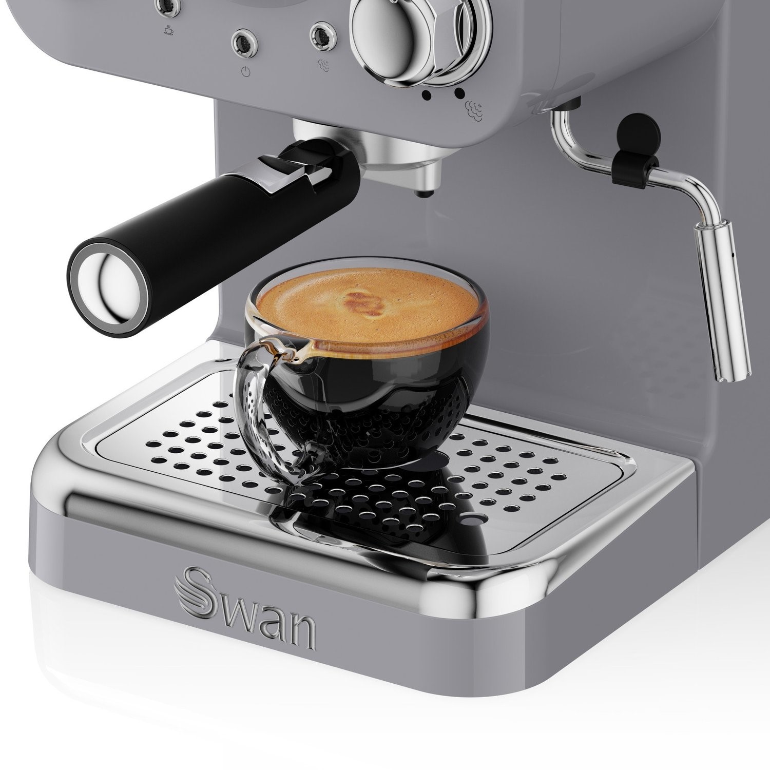 Swan SK22110GRYN Retro Espresso Coffee Machine Grey Appliances Direct