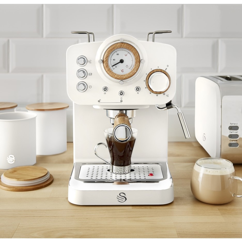 Swan SK22110WHTN Retro Espresso Coffee Machine White Appliances Direct