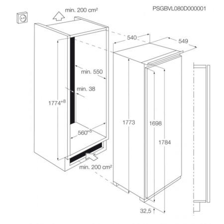 AEG SKD71800F0 Large Capacity 1.8m Tall In-column Integrated Fridge