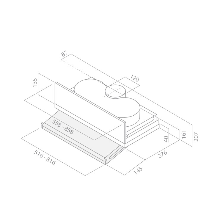 Elica 86cm Telescopic Canopy Cooker Hood - Grey