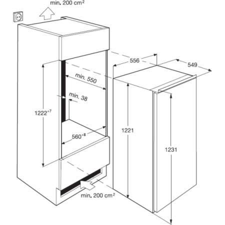 GRADE A2 - Light cosmetic damage - AEG SKS71200F0 Large Capacity 1.2m Tall In-column Integrated Fridge