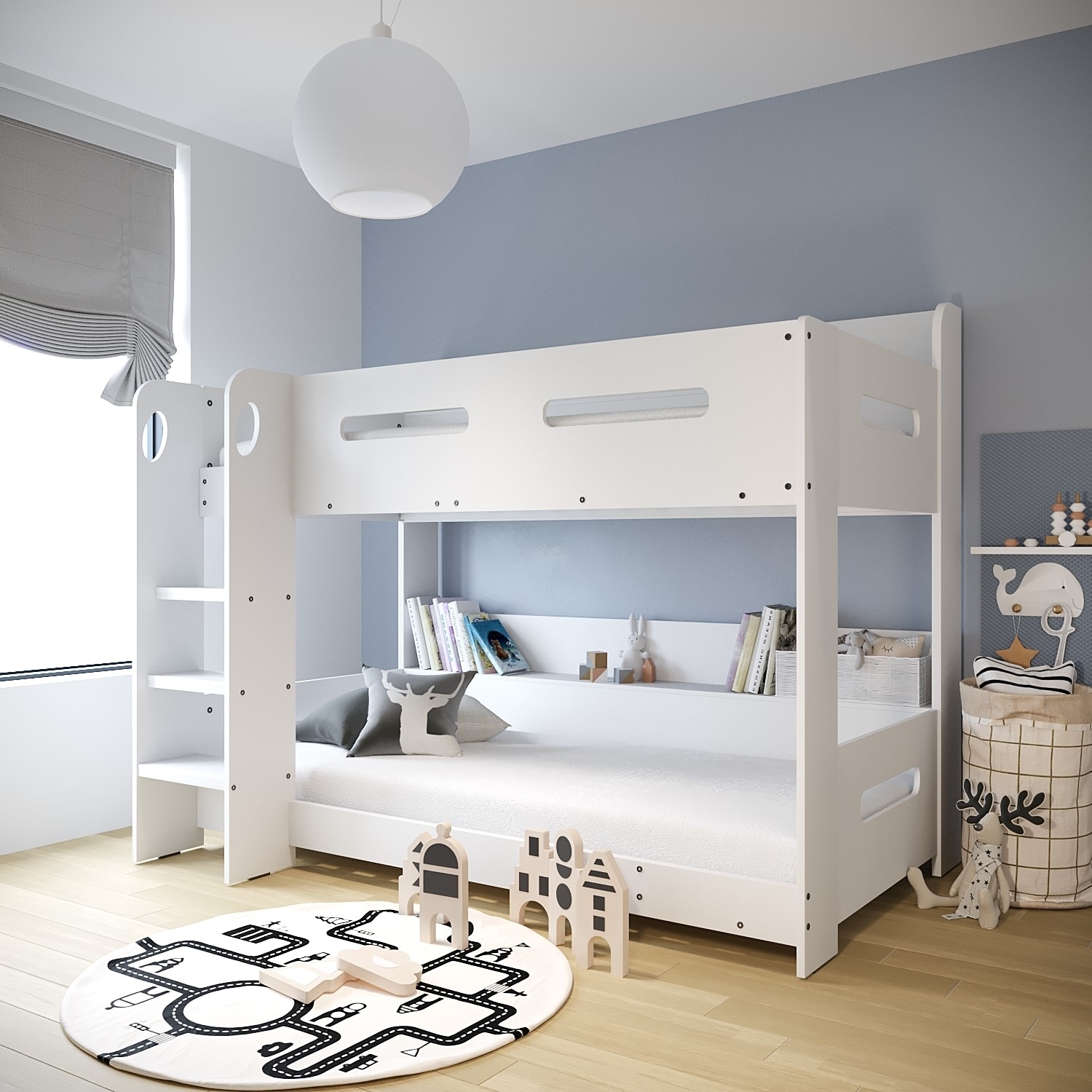 Modern Kids White Wooden Bunk Bed Storage Shelves 5060388566210 Modern Kids White Wooden Bunk Bed Storage Shelves