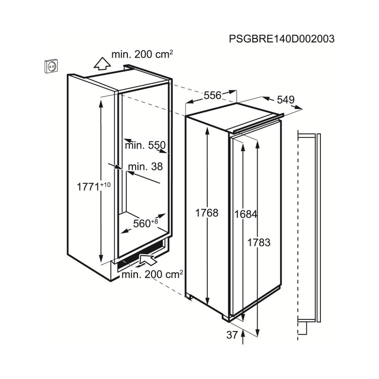 GRADE A3  - AEG SKZ81800C0 Tall Integrated Fridge With LongFresh Drawers