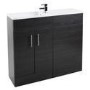 Black Slim Line Right Hand Basin & Vanity Unit Furniture Suite - W995mm
