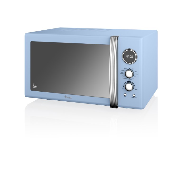 Swan SM22080BLN 25L 900W Retro Design Freestanding Digital Combination Microwave in Blue