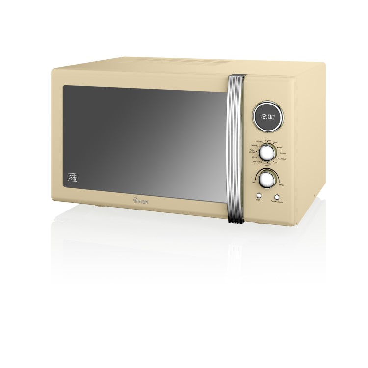 Swan Retro Digital SM22080CN 25L 900W Freestanding Microwave - Cream
