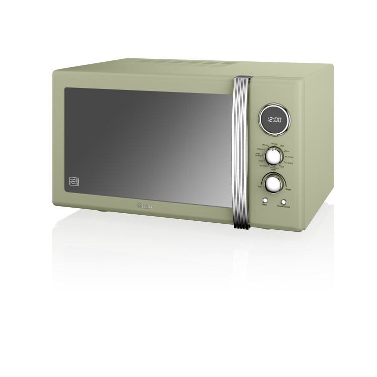 Swan SM22080GN Retro Digital 25L 900W Freestanding Microwave - Green
