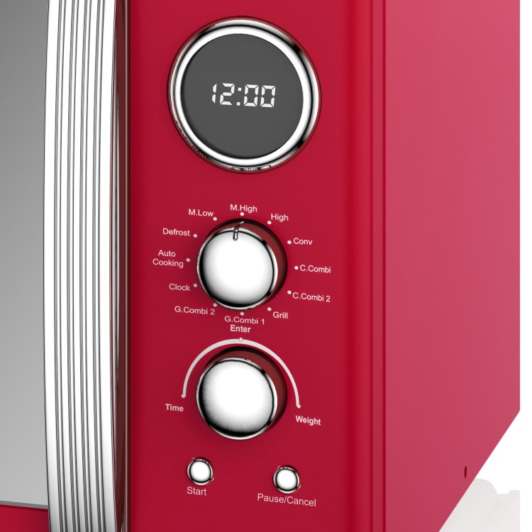 Swan Retro Digital SM22080RN 25L 900W Freestanding Microwave Oven - Red
