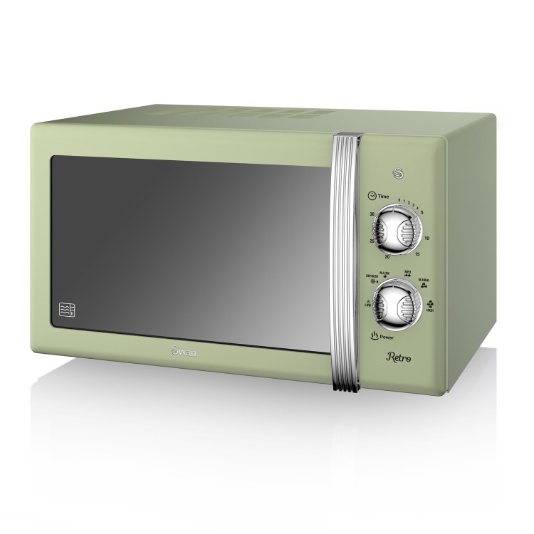 GRADE A2 - Swan Retro SM22130GN 20L 800W Freestanding Microwave - Green