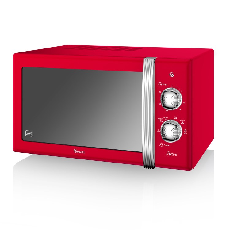 Swan Retro SM22130RN 20L 800W Freestanding Microwave - Red