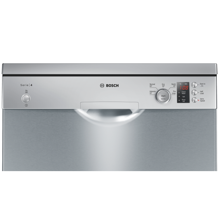 Bosch 12 Place SMS50C28GB Freestanding Dishwasher in silver inox