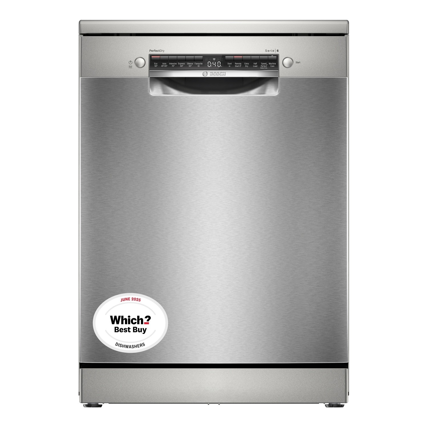 Bosch Series 6 Dishwasher - Smart Wi-Fi, B-Rated, 14 place settings Freestanding Silver - SMS6ZCI10G