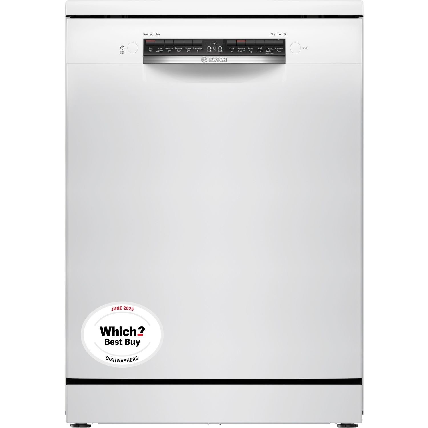 Bosch Series 6 Dishwasher - Smart Wi-Fi, B-Rated, 14 place settings Freestanding White - SMS6ZCW10G