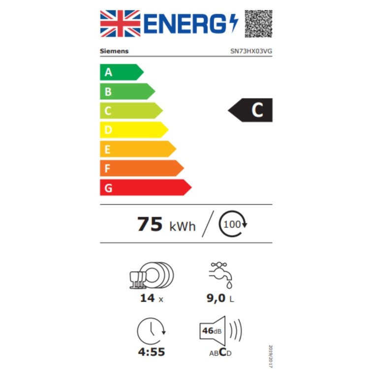 Siemens iQ300 Integrated Dishwasher - Smart C-rated Silver control panel