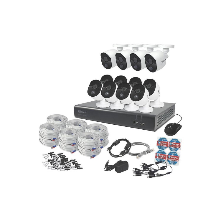 Swann CCTV System - 16 Channel 1080p HD DVR with 12 x 1080p Thermal Sensing Cameras & 1TB HDD