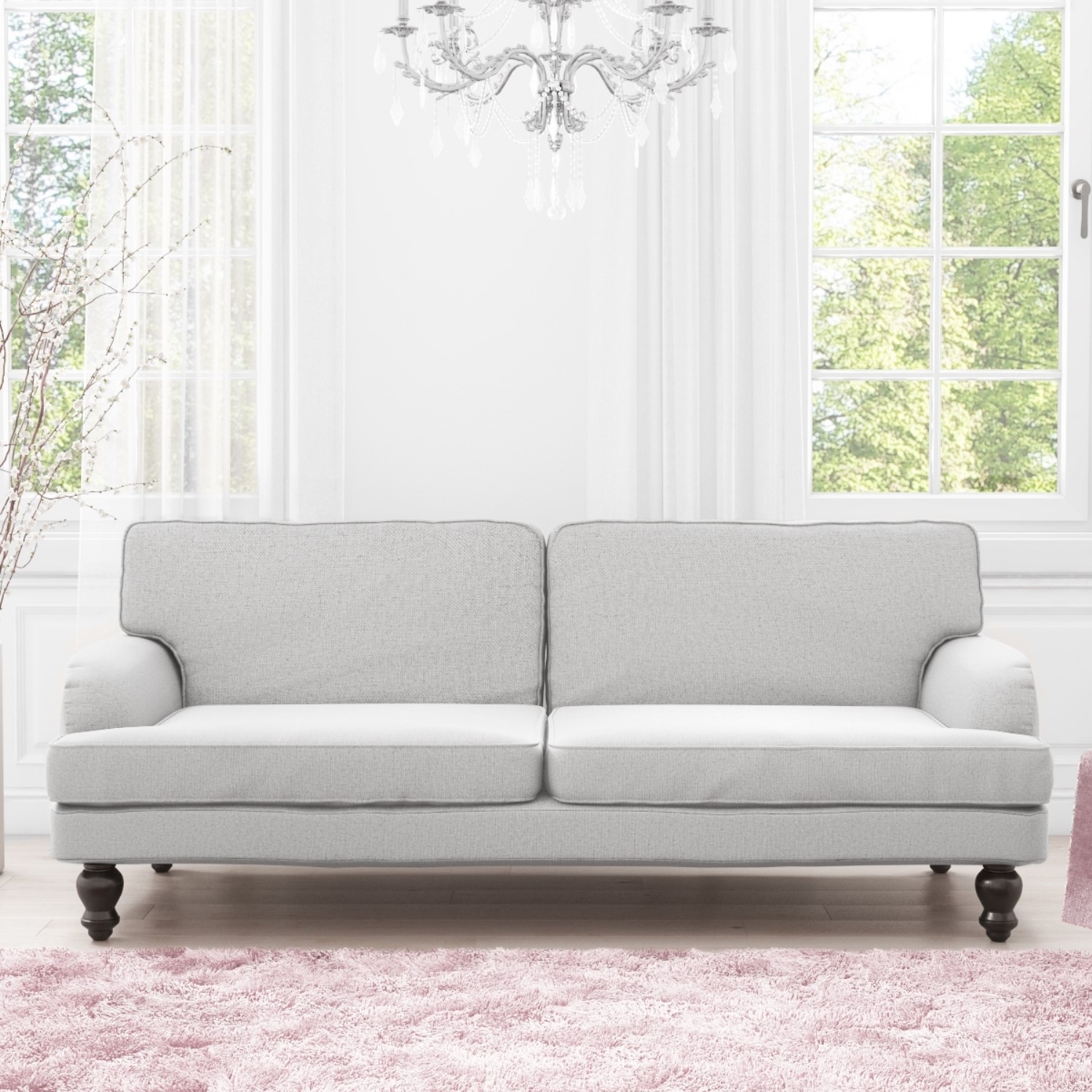 Details About Luxury Modern 3 Seater Sofa Bed In Light Grey