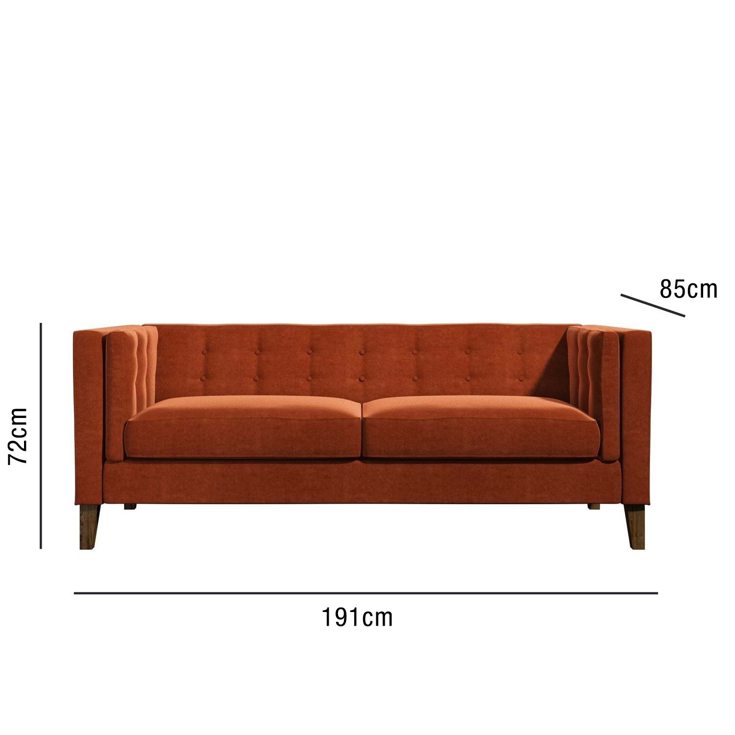 Bailey Burnt Orange Velvet 3 Seater Sofa SOF024 eBay