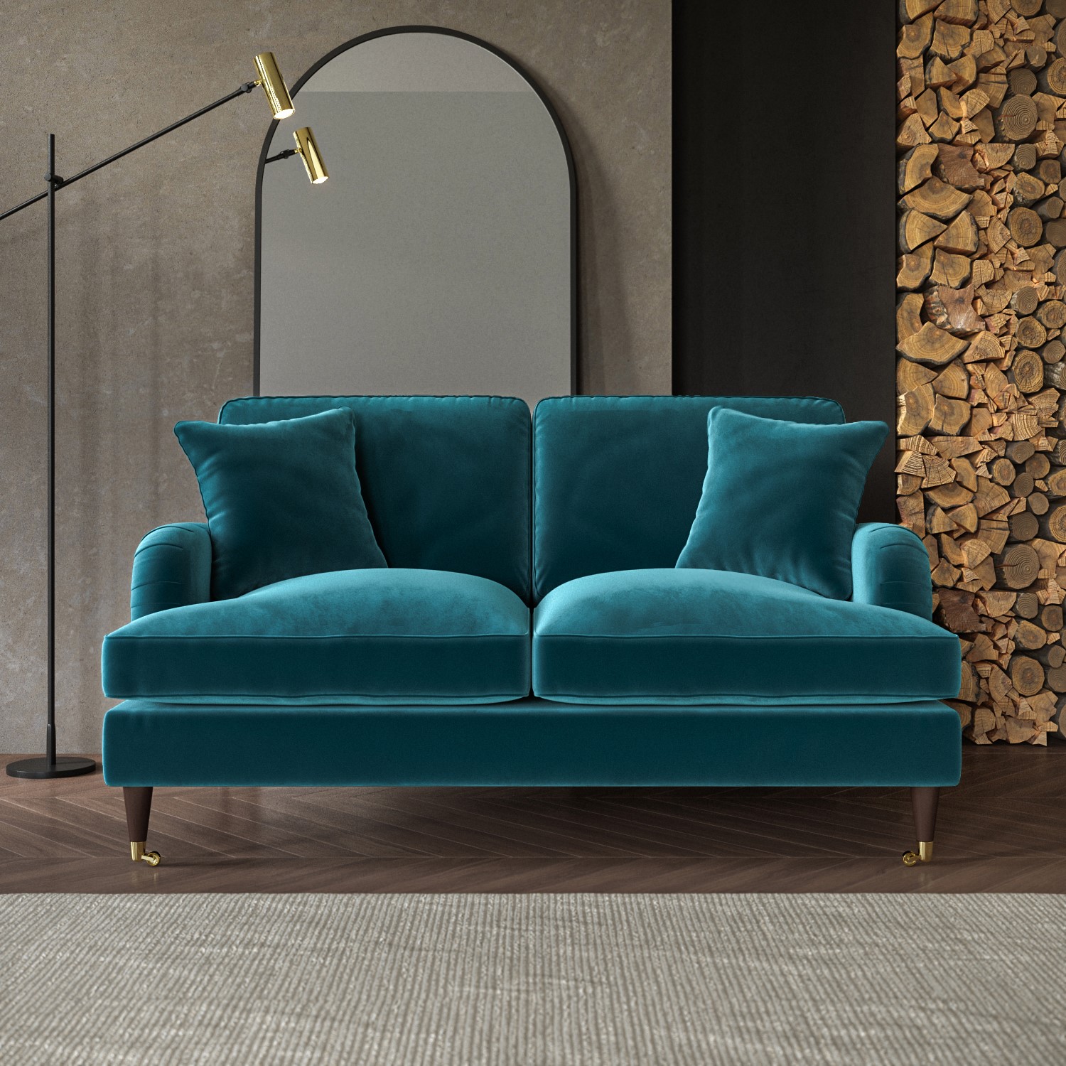 Payton Teal Blue Velvet 2 Seater Sofa SOF060 | eBay
