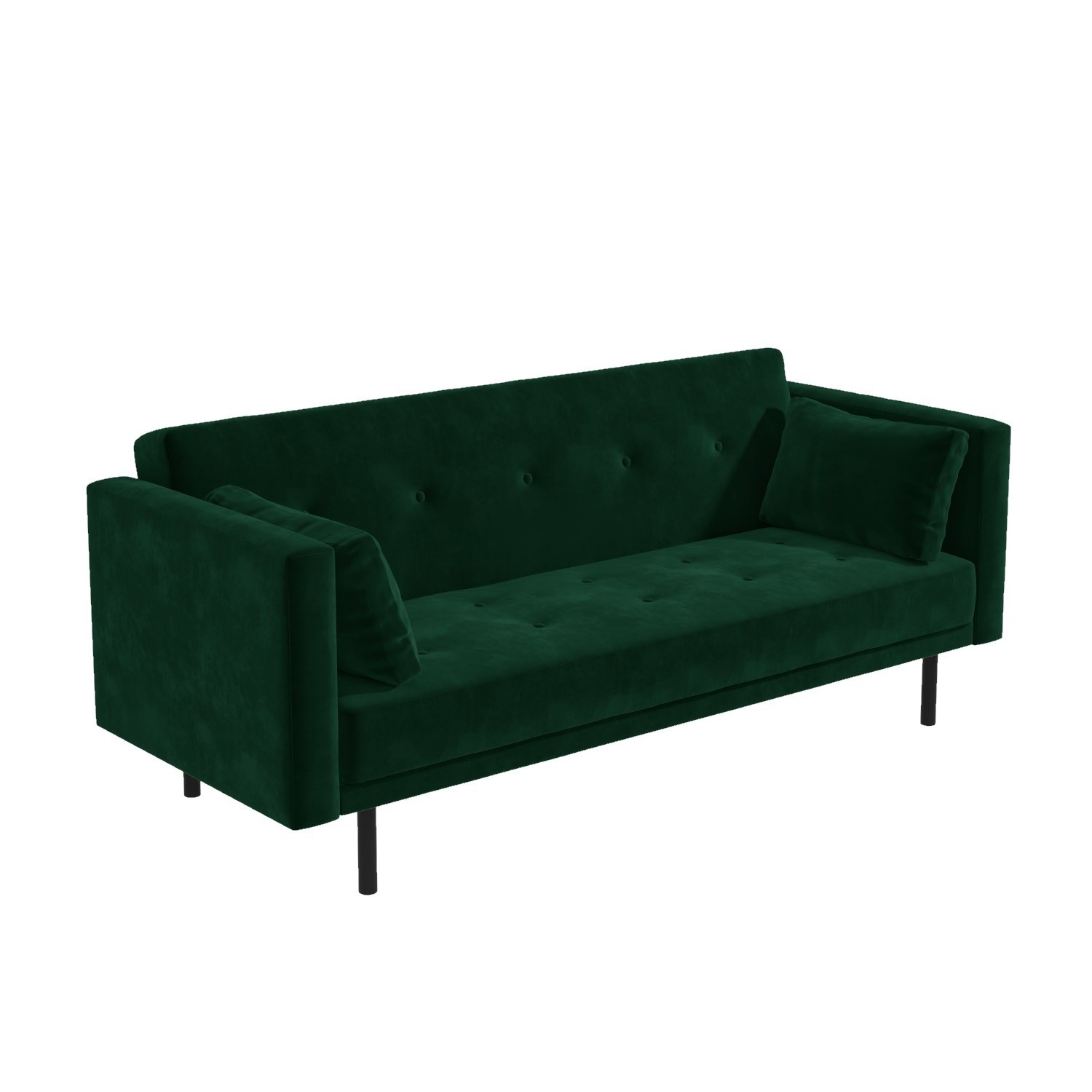 Velvet Sofa Bed in Dark Green with Buttons Seats 3 Rory eBay