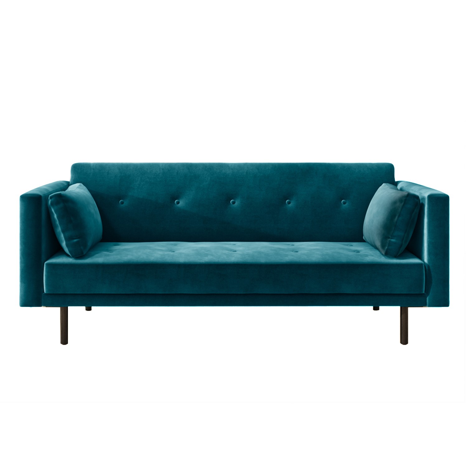 Teal Blue Velvet Sofa Bed with Cushions Seats 3 Rory eBay